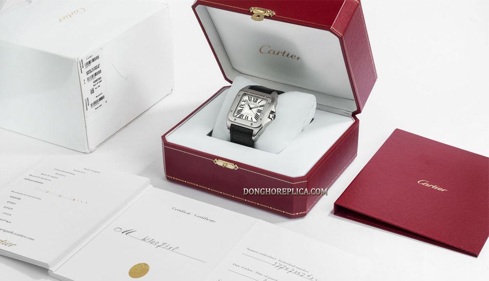 Box và phụ kiện khi bạn mua đồng hồ Cartier phiên bản siêu cấp.