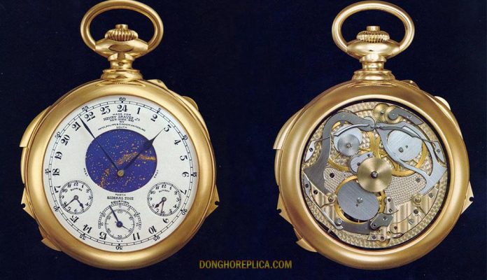 Chiếc đồng hồ bỏ túi này có vỏ Case từ vàng 18k với thiết kế hai mặt số