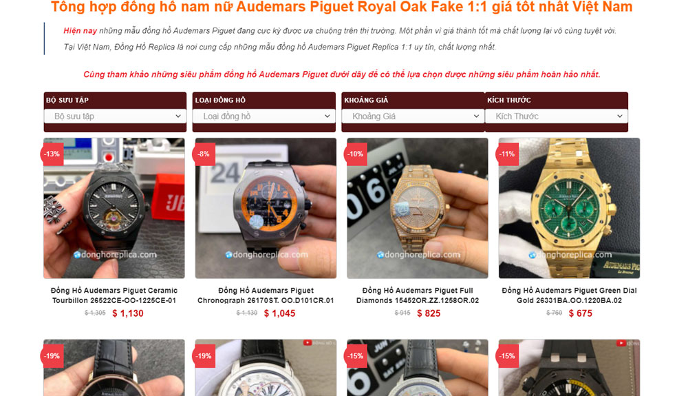 Bộ sưu tập đồng hồ Audemars Piguet Super Fake Replica 1:1 cao cấp nhất