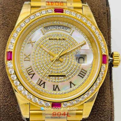 Đồng Hồ Rolex Replica BST Day-Date Diamond Automatic Yellow Gold